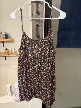 wild fable Black Floral Slip Dress with Pink and Cream Flowers